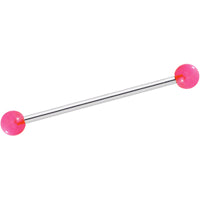 Pink Glow in the Dark Industrial Barbell 31mm