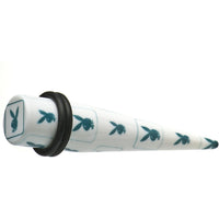 00G White Teal Acrylic Playboy Rabbit Head Taper