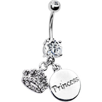 Cubic Zirconia Crown Princess Belly Ring