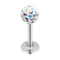 16G Aurora Ferido Ball Labret Created with Crystals