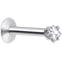 16G Clear 3mm Square Gem Internally Threaded Labret Monroe Tragus