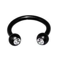 16G 5/16 Clear Gem Black Anodized Horseshoe Circular Barbell