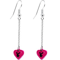 Licensed Plaboy Rabbit Head Heart Drop Earrings