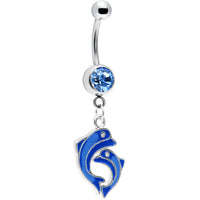 Dark Blue Dolphin Dancing Belly Ring