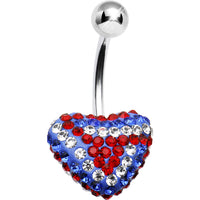 Patriotic Heart Crystal Evolution Belly Ring