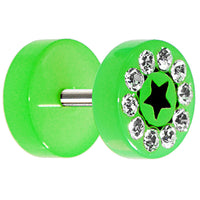 Green Acrylic Jeweled Star Cheater Plug