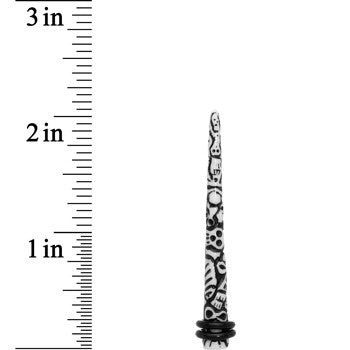 2G Black White Resin Native Skull Taper