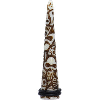 00G Brown White Resin Native Skull Taper