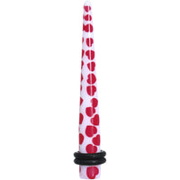 2G White Red Heart Acrylic Ear Taper