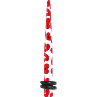 6G Lovely Red Heart Acrylic Ear Taper