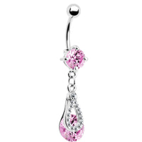 Pink Gem Elegant Drop Belly Ring
