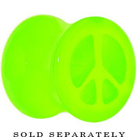Acrylic Neon Green Peace Sign Tunnel Plug 2G to 20mm
