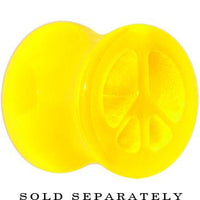 Acrylic Neon Yellow Peace Sign Tunnel Plug 2G to 20mm