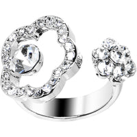 Clear Jeweled Flower Adjustable Ring