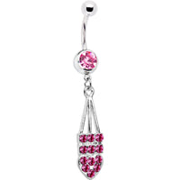Pink Jeweled Arrow Heart Belly Ring