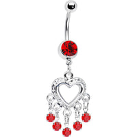 Love Drops Crimson Heart Chandelier Belly Ring