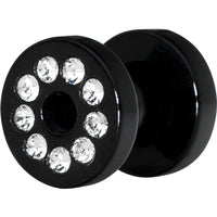 4G Black Acrylic with Clear Jeweled Flesh Tunnel