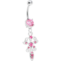 Pink Gem Filigree Carrier Butterfly Belly Ring
