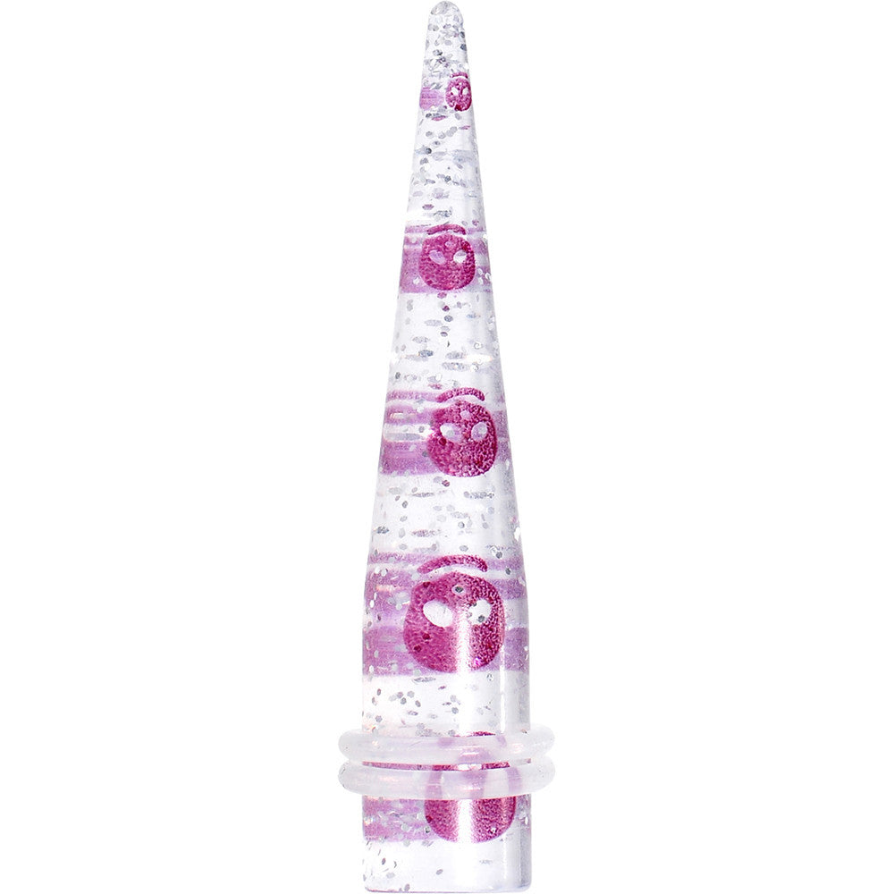 00G Clear Acrylic Glitter Purple Skull Confetti Taper