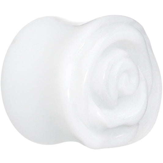 9/16 White Rose Flower Acrylic Saddle Plug