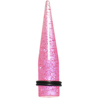 9/16 Pink Acrylic Silver Glitter Taper