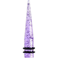 00G Purple Acrylic Silver Glitter Taper