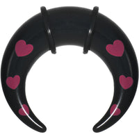 1/2 Black Acrylic Pink Hearts Buffalo Taper
