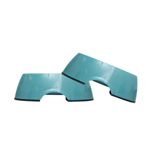 Country Living Set of 2 Natural Fiber Dog Bowls – Teal Blue