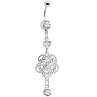 Crystalline Gem Floral Enchantment Dangle Belly Ring