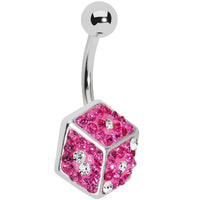 Pink Gem Paved Dice Belly Ring