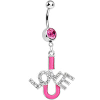 Pink I Love You Belly Ring