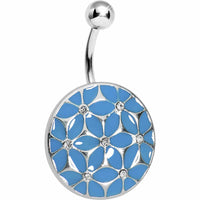 Blue Pocketful of Posie Flower Belly Ring