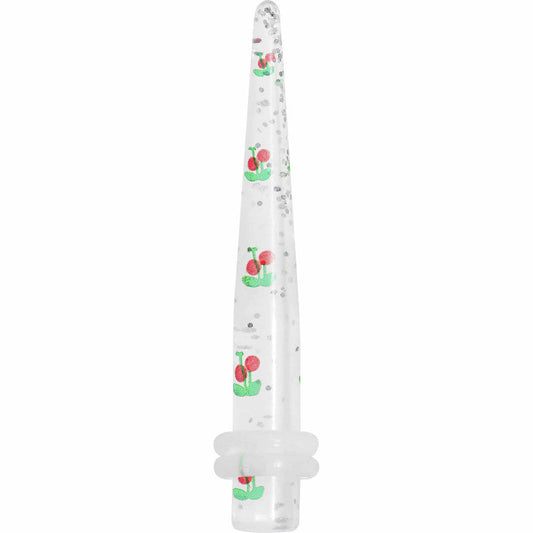 4G Clear Acrylic Glitter Cherry Confetti Taper