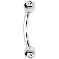 16G 5/16 Clear Gem Internally Threaded Eyebrow Ring