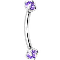 Tanzanite Purple Prong Set Gem Internally Threaded Eyebrow Ring