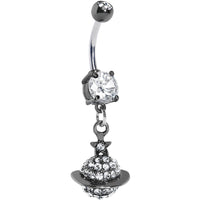 Clear Gem Saturn Planet Dangle Belly Ring