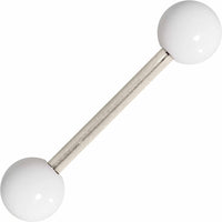 Grade 23 Solid Titanium Flat White Acrylic Barbell Tongue Ring