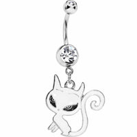 Crystalline Gem Swirly Kitty Cat Belly Ring