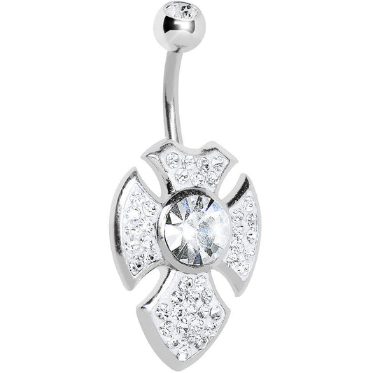 Crystalline Gem Latin Cross Belly Ring