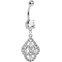 Crystalline Gem Faux Pearl Swirl Dangle Belly Ring