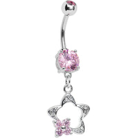 Pink Gem Starflower Belly Ring