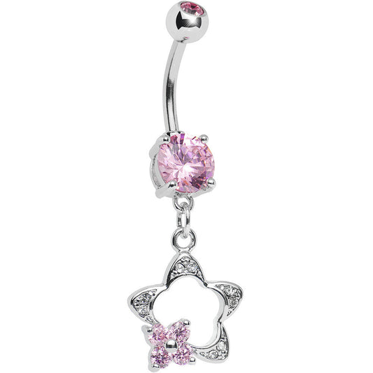 Pink Gem Starflower Belly Ring