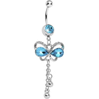 Aqua Gem Teardrop Wing Butterfly Belly Ring