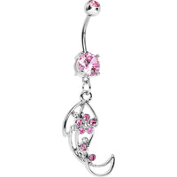 Pink Gem Twisted Leaf Belly Ring