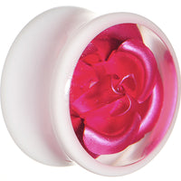 18mm White Acrylic Pink Metallic Rose Flower Plug