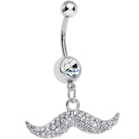 Crystalline Gem Paved Mustache Belly Ring