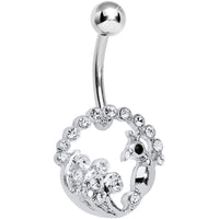 Crystalline Gem Paved Preening Peacock Belly Ring