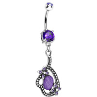 Double Violet Gem Love's Path Dangle Belly Ring