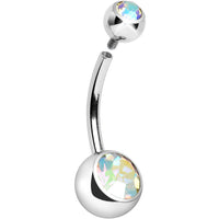 14G Internally Threaded Aurora Double Gem Belly Ring 11mm