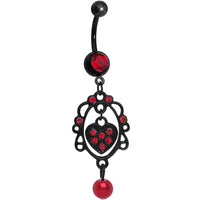 Black Red Gem Twisted Heart Chandelier Belly Ring